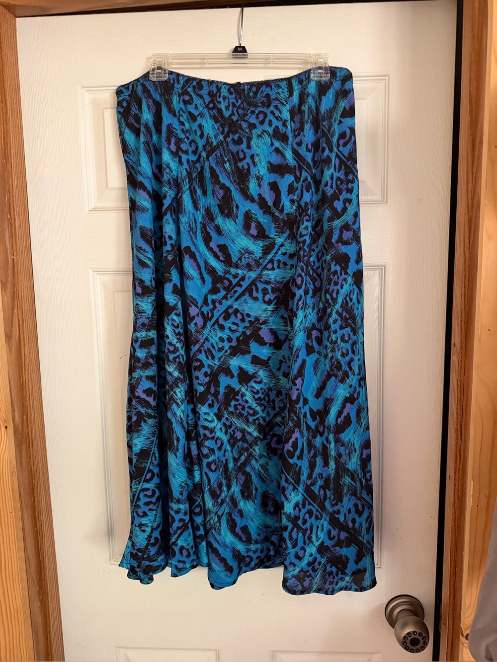 Bob Mackie Blue and Black Maxi Skirt with Abstract Animal Print